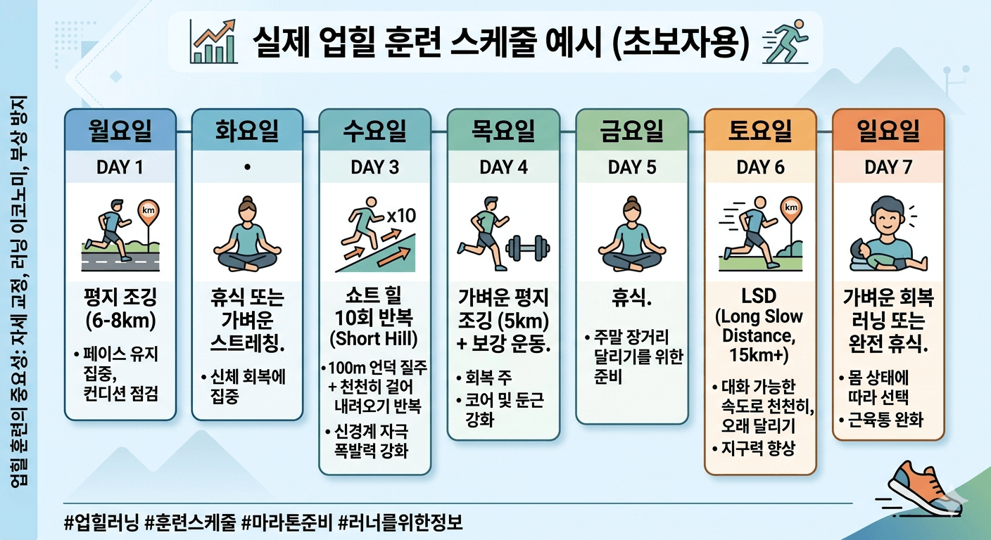 업힐 훈련방법, 쇼트 힐, 업힐, 다운힐