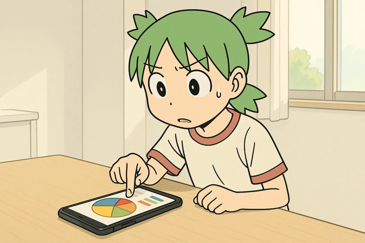 신용점수 확인하는 모습을 표현한 스마트폰과 차트가 있는 깔끔한 이미지