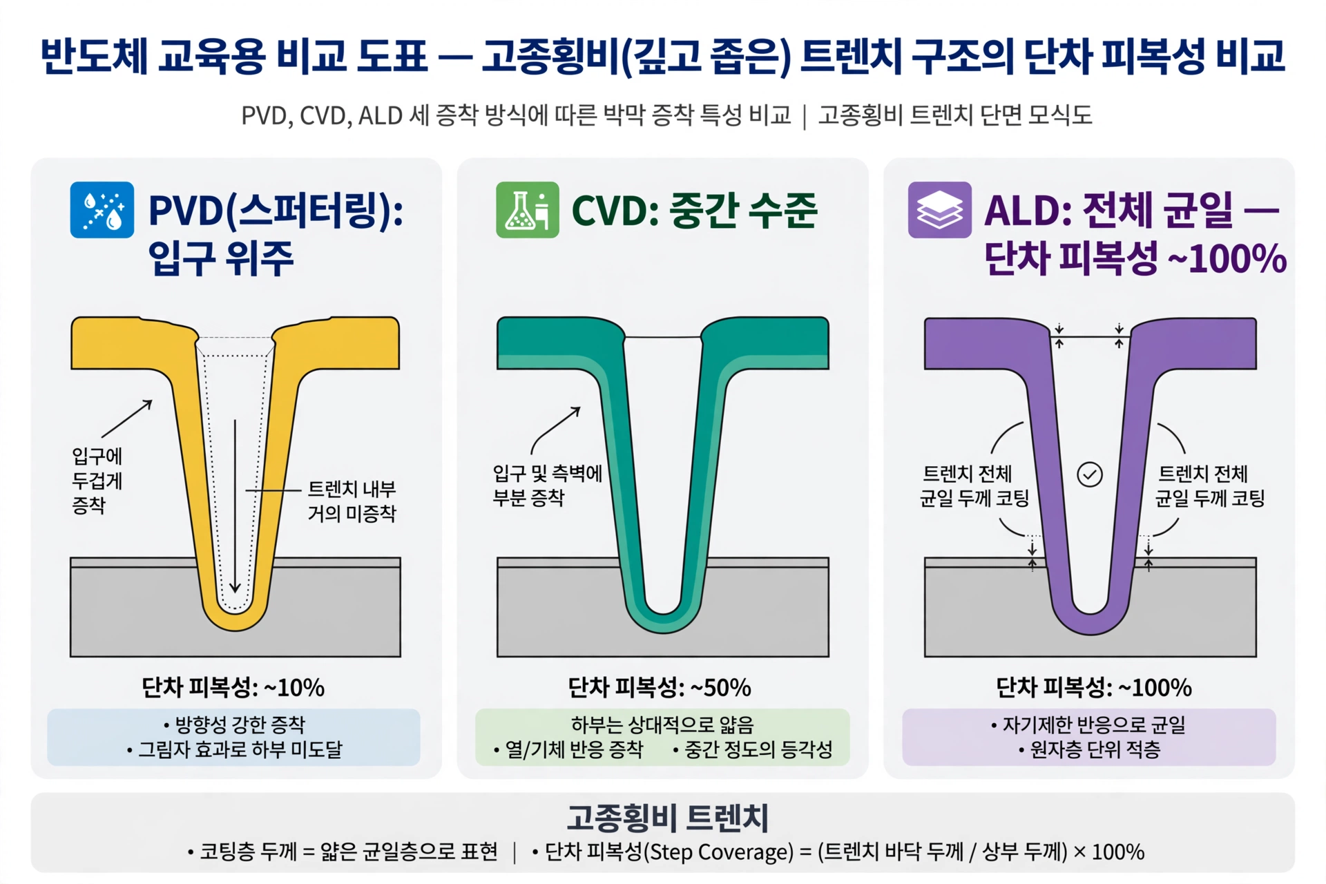 ALD 단차 피복성 비교
