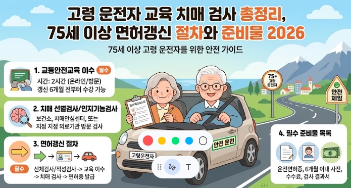 고령 운전자 교육 치매 검사 총정리, 75세 이상 면허갱신 절차와 준비물 2026