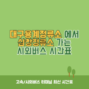 대구용계정류소에서 삼창정류소 가는 시외버스 시간표 최신정보