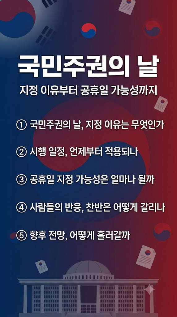 국민주권의 날 지정 이유 및 일정, 언제부터 시행? 공휴일 가능성, 반응, 향후 전망