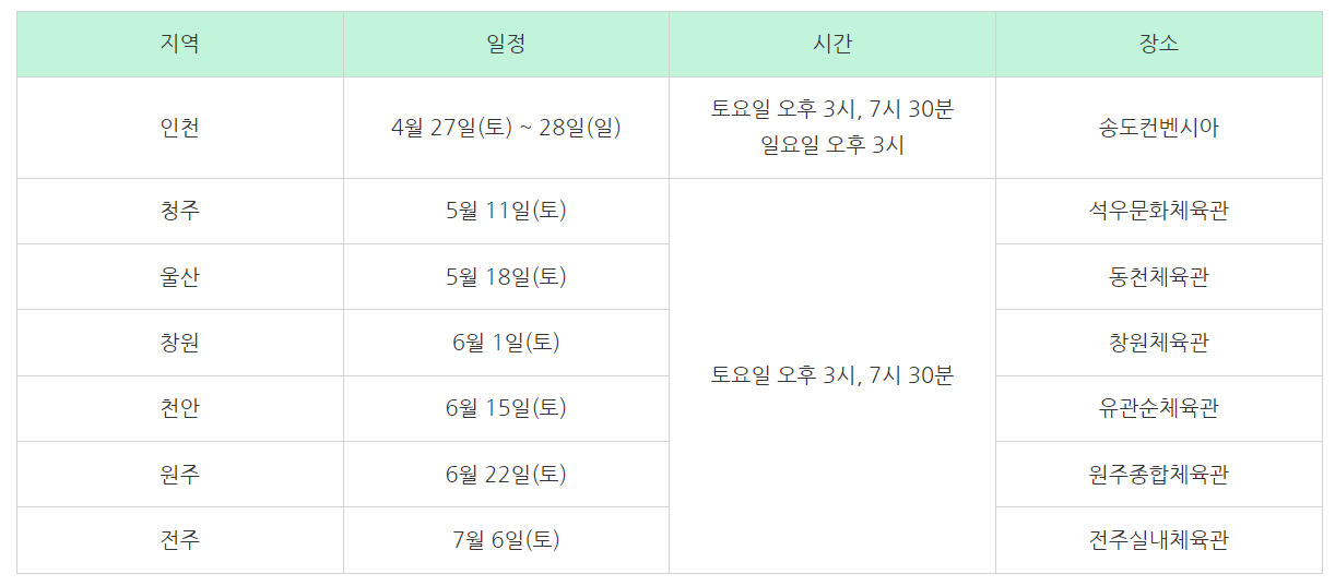 나훈아콘서트일정표