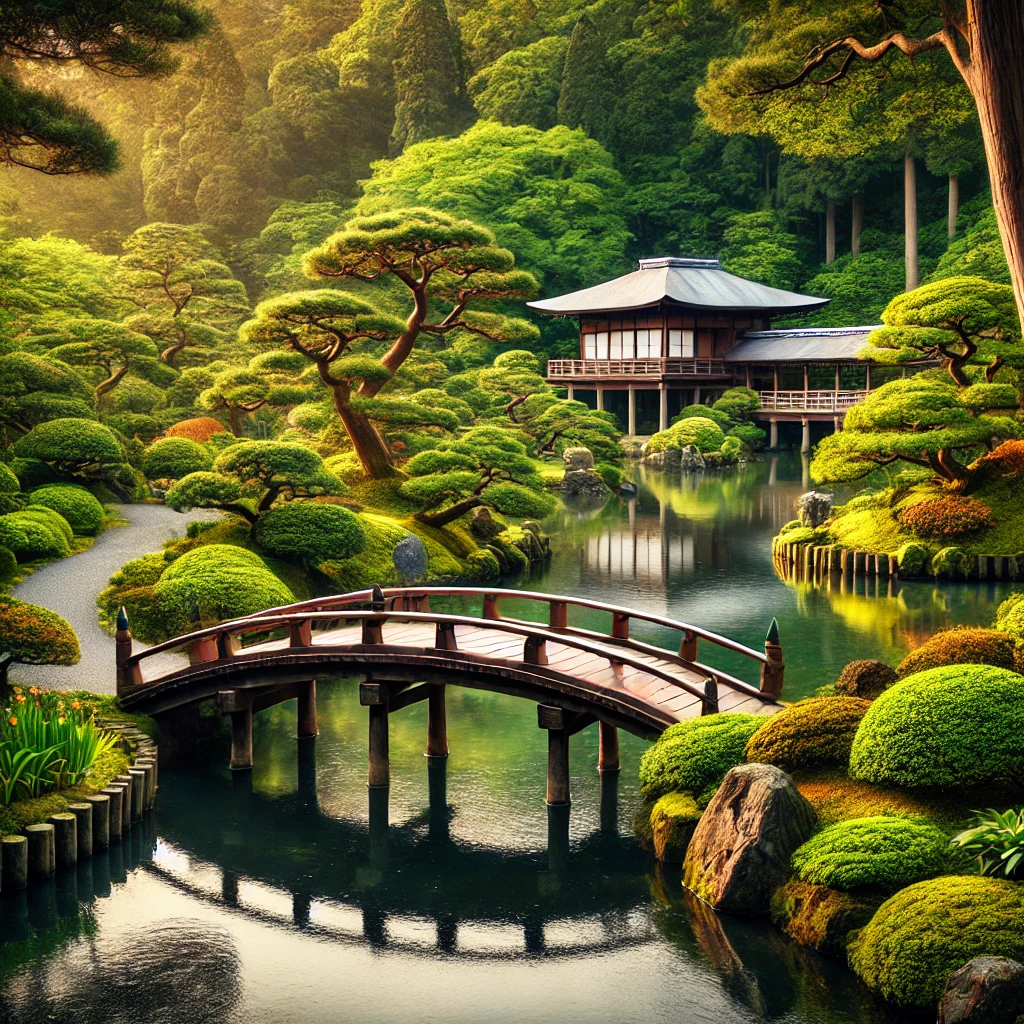 고라쿠엔 정원의 아름다운 풍경을 담은 고품질 사진