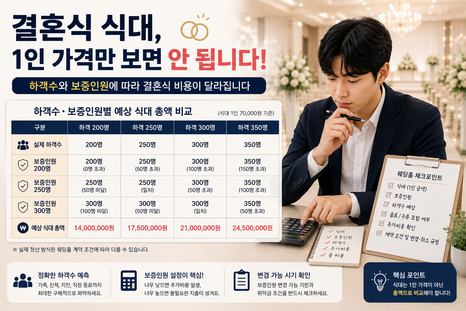 결혼식 식대 계산하는 방법, 보증인원 때문에 고민했던 이유