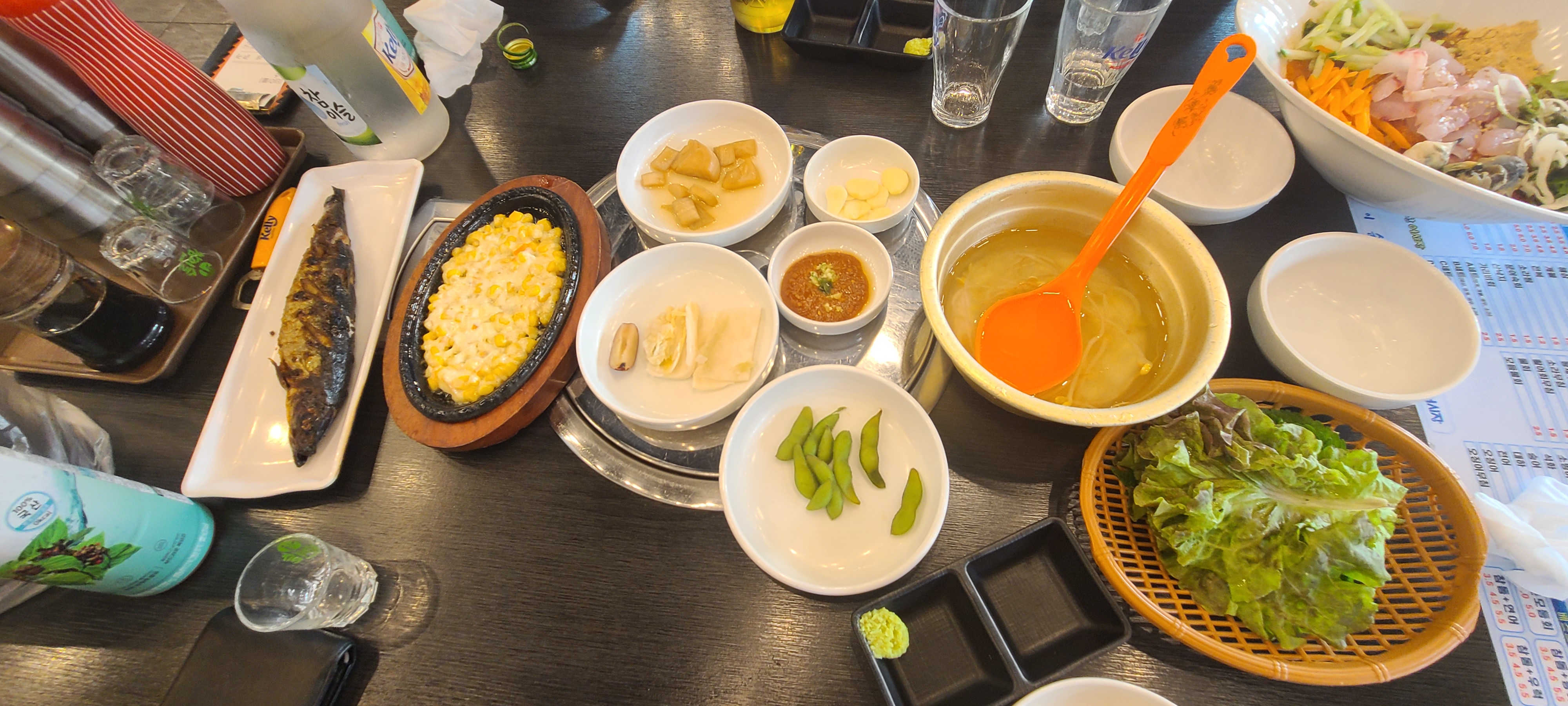 성남맛집 회맛집 은행동맛집 청춘종합어시장 을지대맛집 신선한회 메뉴판 기본반찬