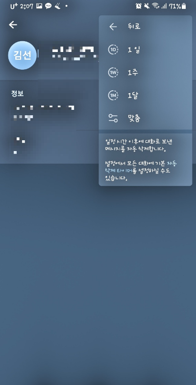 텔레그램 자동 삭제 버튼 일자 선택