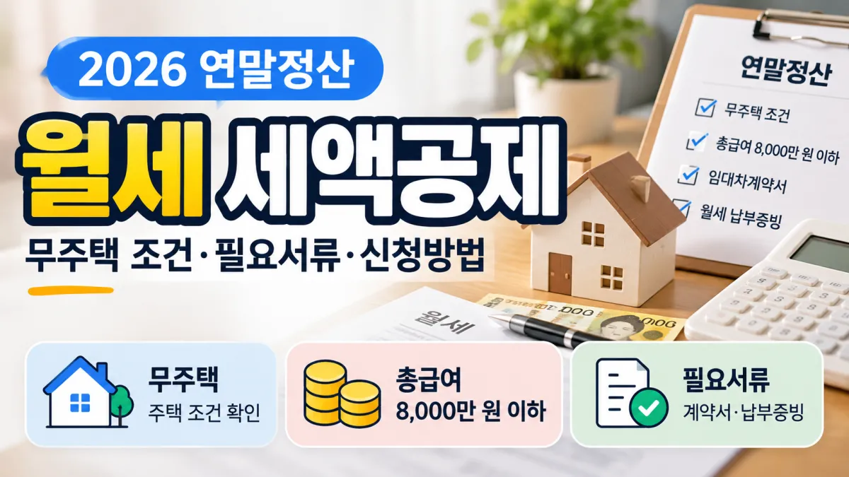 2026 연말정산 월세 세액공제, 총급여 8,000만 원 이하 무주택 근로자의 조건과 서류