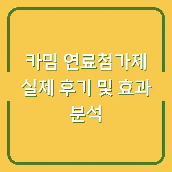 카밈 연료첨가제 실제 후기 및 효과 분석