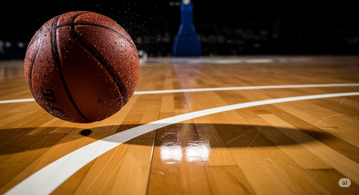 농구 코드 위의 농구공