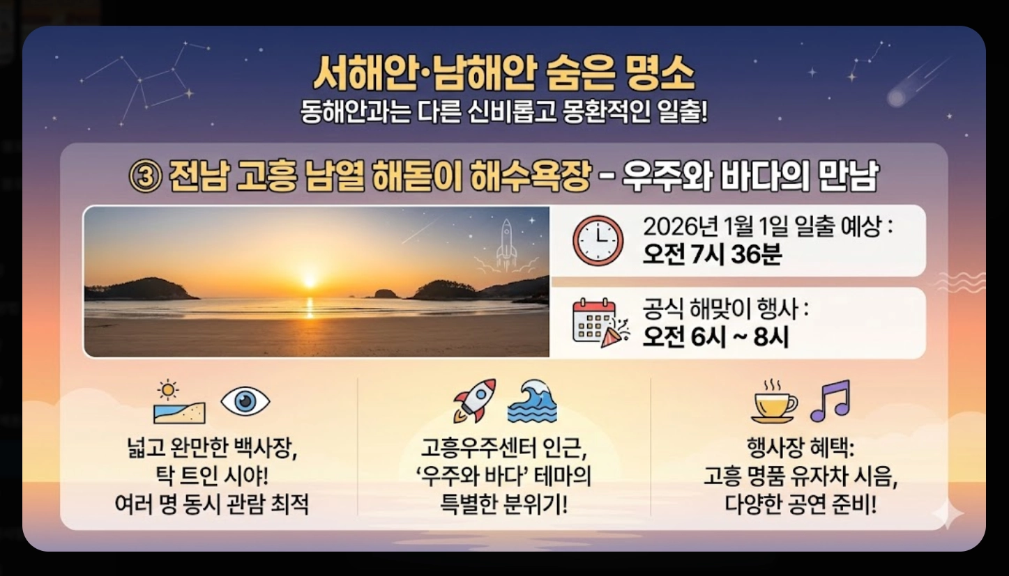 2026년 해돋이 시간 지역별 완벽 정리