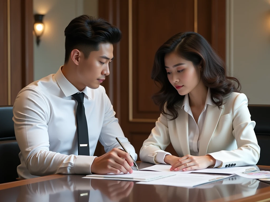 전세 월세 계약서를 확인하는 사람 이미지