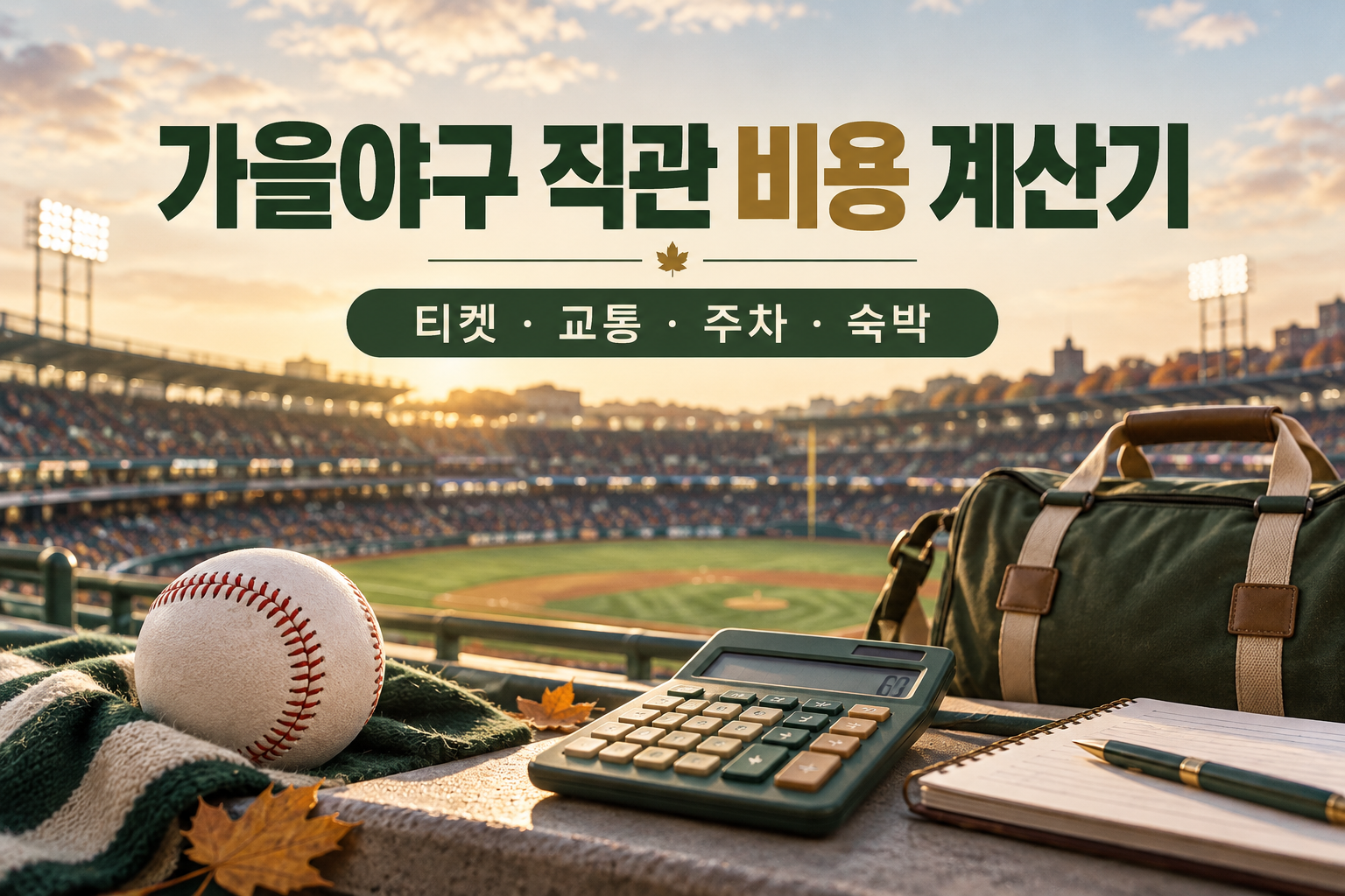 가을야구 직관 비용 계산기 - 티켓·교통·주차·숙박 예산 비교
