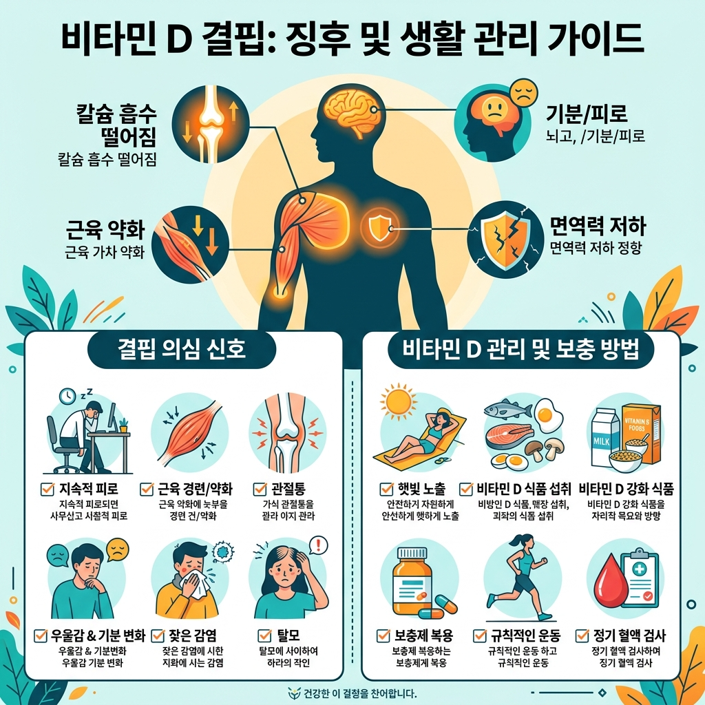 비타민 D 결핍 신호와 생활 관리법, 햇빛&middot;식사&middot;보충제로 부족을 채우는 방법