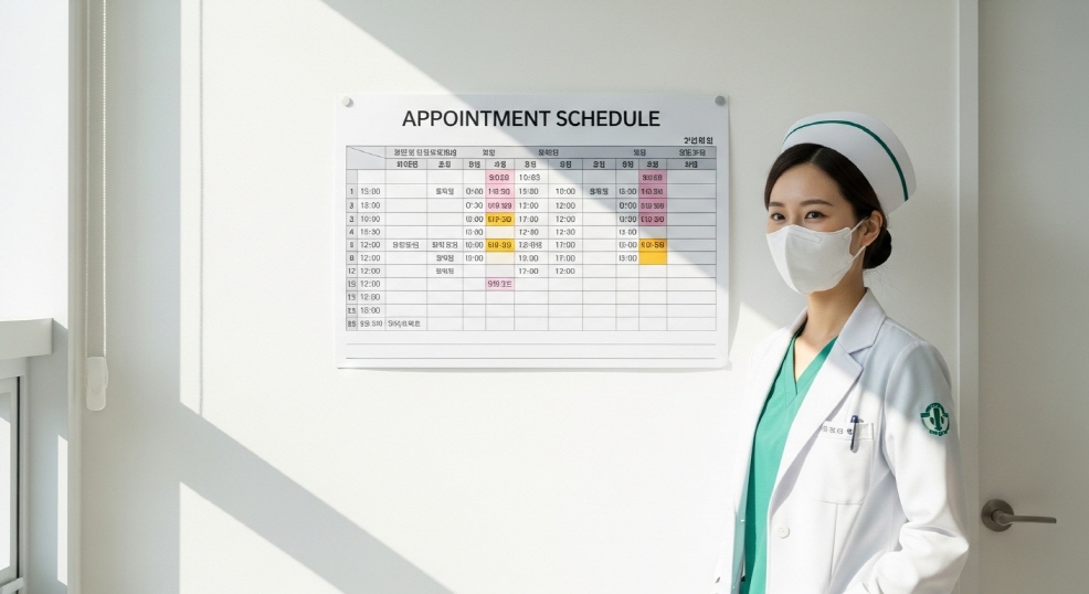 벽에 붙인 보건교사 임용 일정표