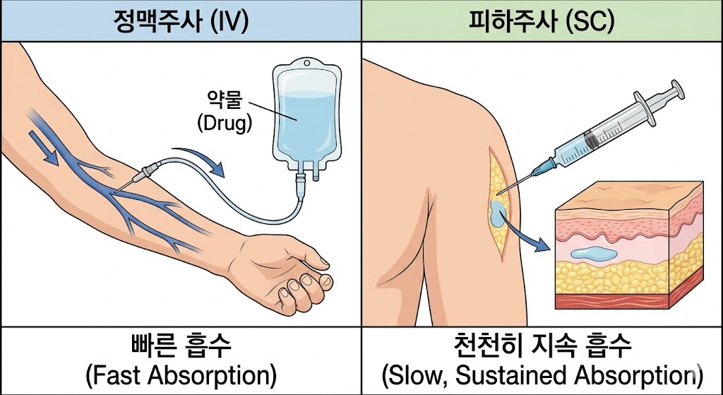 정맥주사(IV)_피하주사(SC)의 차이