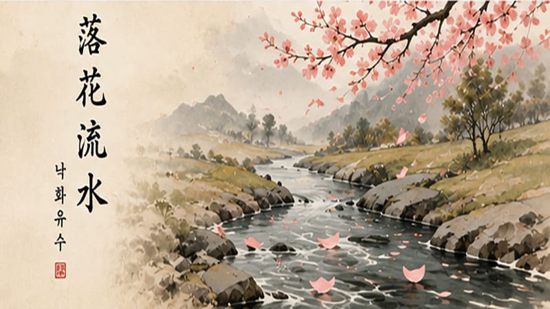 <img src="falling-flower-stream.jpg" alt="낙화유수를 상징하는 꽃과 흐르는 물">