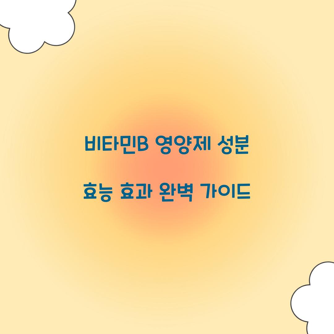 비타민B 영양제 성분 효능 효과