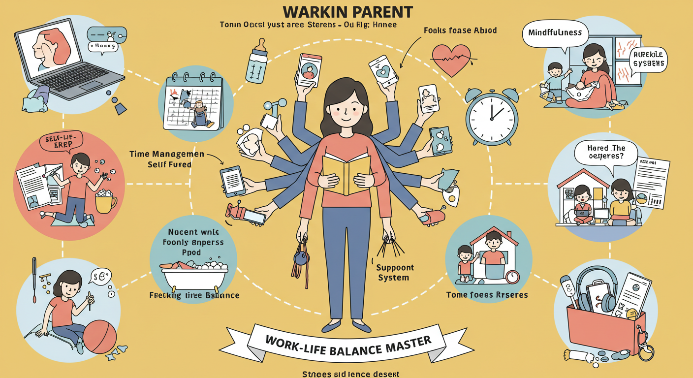 일과 육아를 병행하는 그림