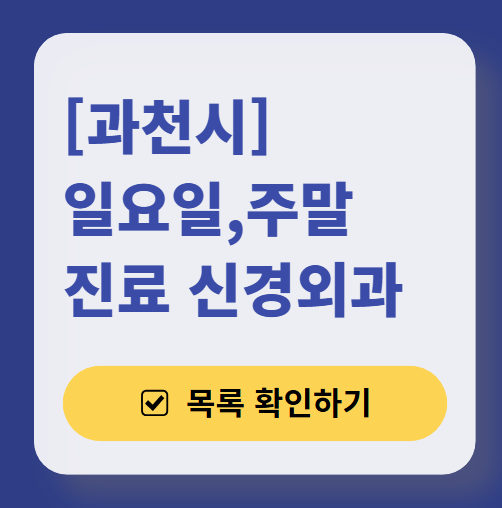 과천시 주말 진료 신경외과 목록 ❘ 토요일&middot;일요일&middot;공휴일 진료 병원 (어지럼증, 두통, 손발저림, 디스크)