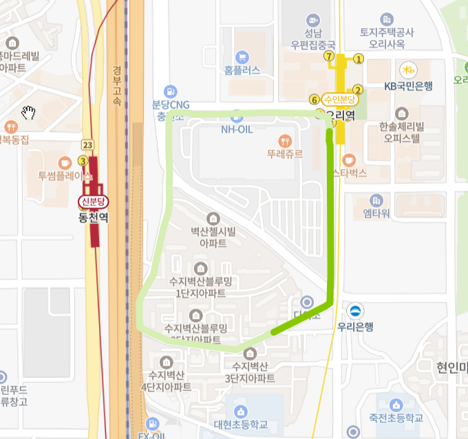 성남-용인-59-1A번-버스-노선-지도