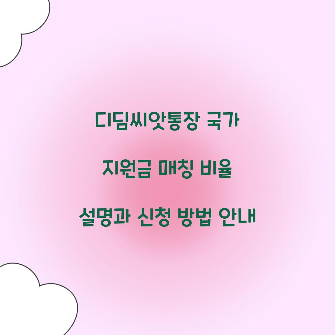 디딤씨앗통장 국가 지원금 매칭 비율 설명