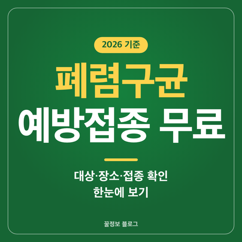 폐렴구균 예방접종 무료 대상 출생연도와 접종 장소 접종 여부 확인을 정리한 썸네일