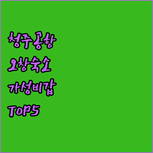 청주공항 근처 가성비 숙소와 오창 비..