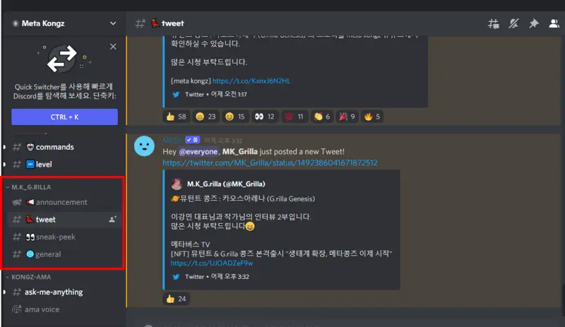 G.rilla Genesis 디스코드 채널 위치
