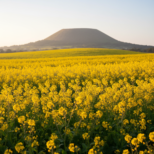 새별오름 근처 유채꽃밭: 제주의 숨겨진 노랑 물결