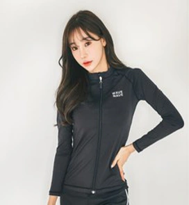 유토밸런 여성용 투피스 솔리드 수영복 상하의 세트&#44; 블랙