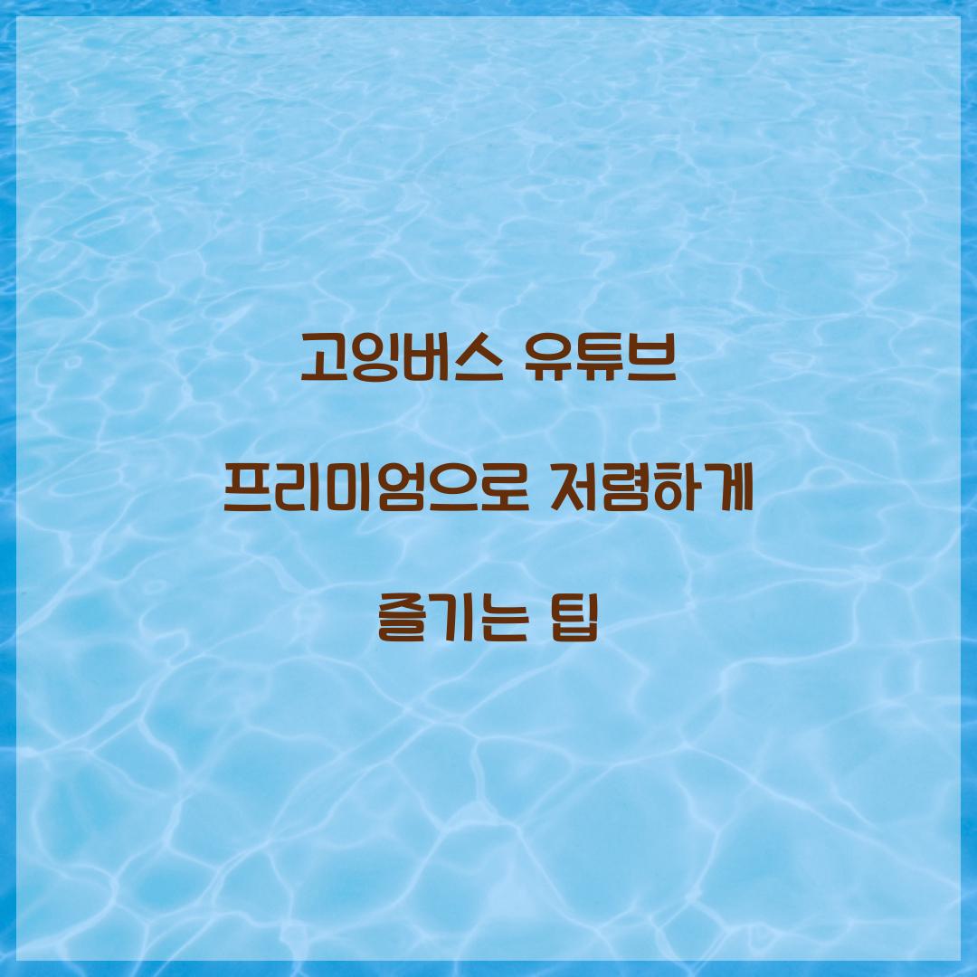 고잉버스 유튜브 프리미엄