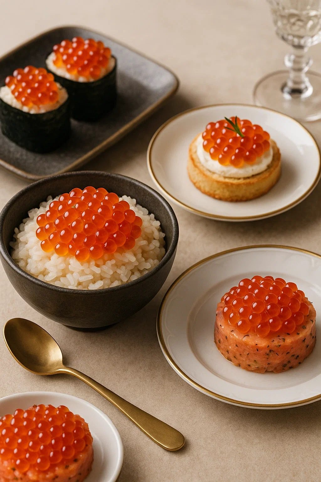 연어알 캐비어를 활용한 음식