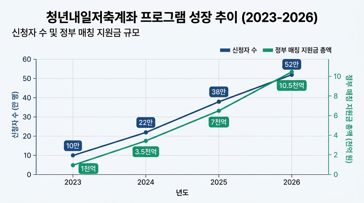청년내일저축계좌 연도별 성장 추이
