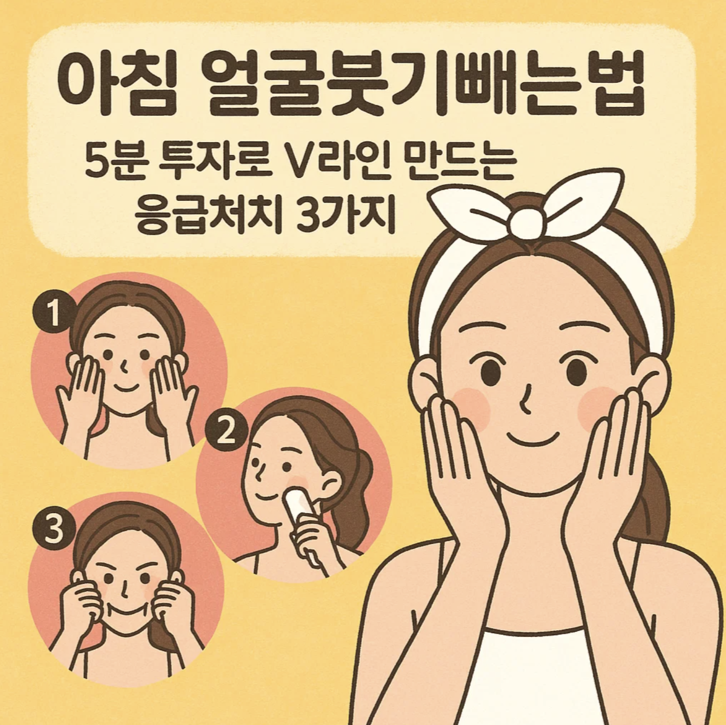 아침 얼굴붓기빼는법, 5분 투자로 V라인 만드는 응급처치 3가지