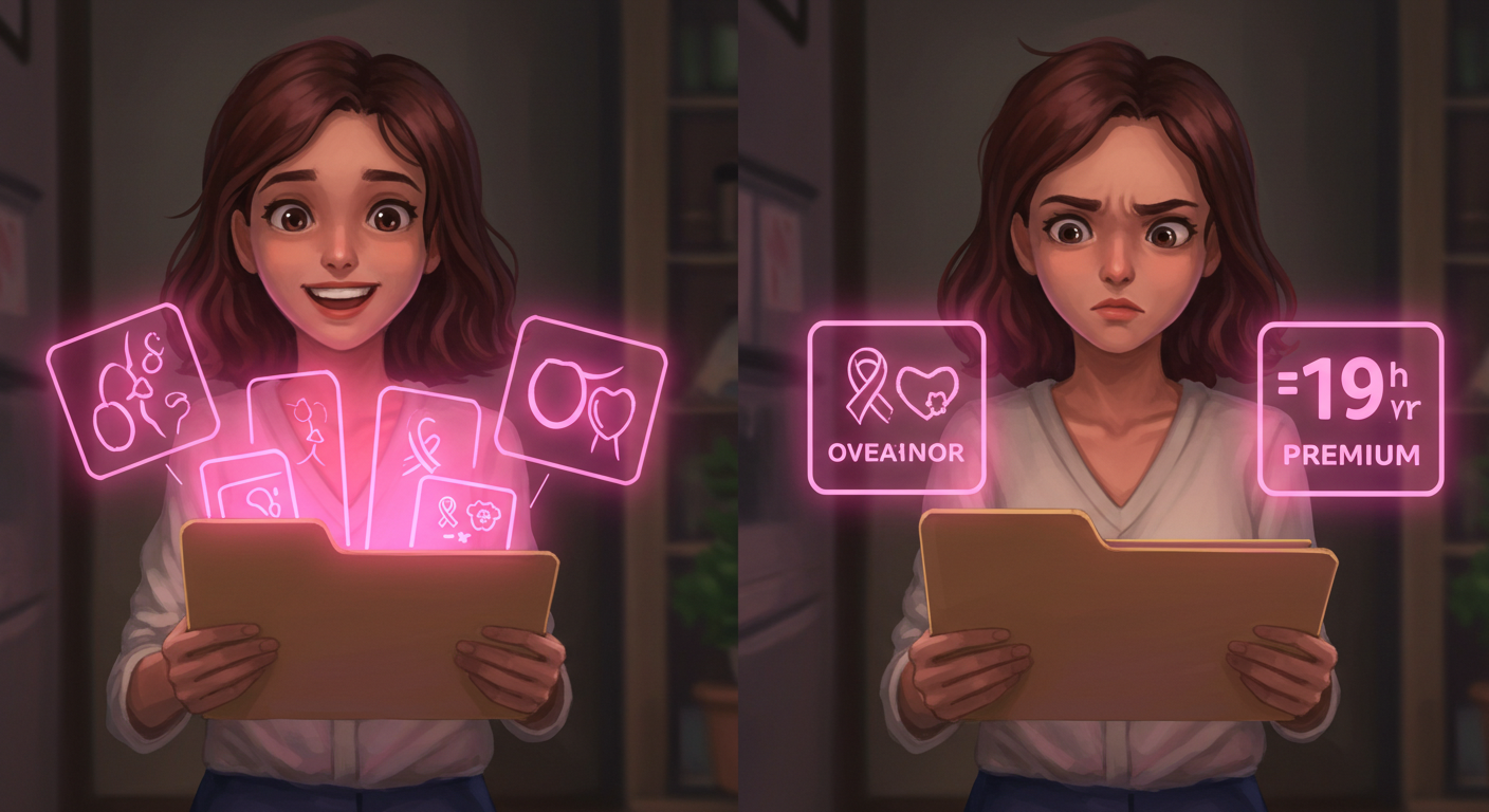 여성 전용 암보험의 장점과 단점을 비교하는 장면