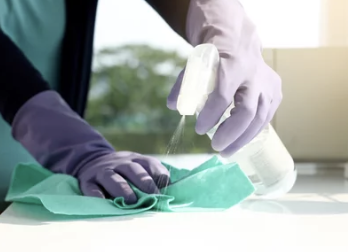 곰팡이 제거제를 사용하는 모습