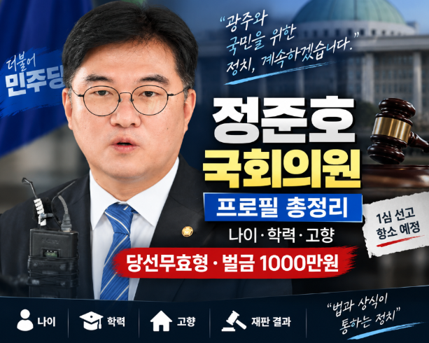 정준호 국회의원 프로필|나이·학력·고향·당선무효형·벌금 1000만원