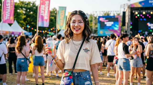 여름 페스티벌룩을 위한 글리팅 메이크업 예시 이미지