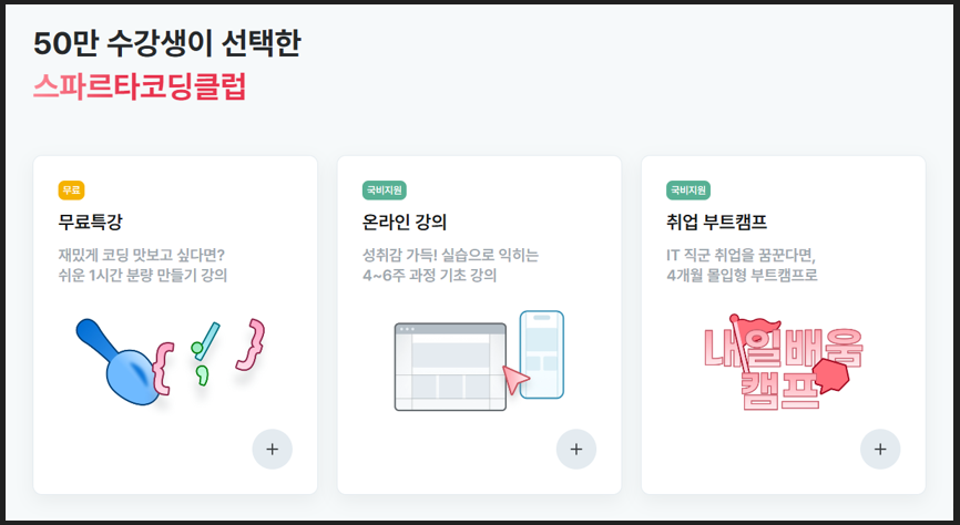 스파르타 코딩클럽 특징 안내 이미지