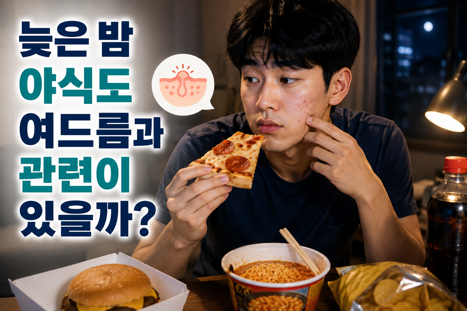 늦은 밤 야식도 여드름과 관련이 있을까?