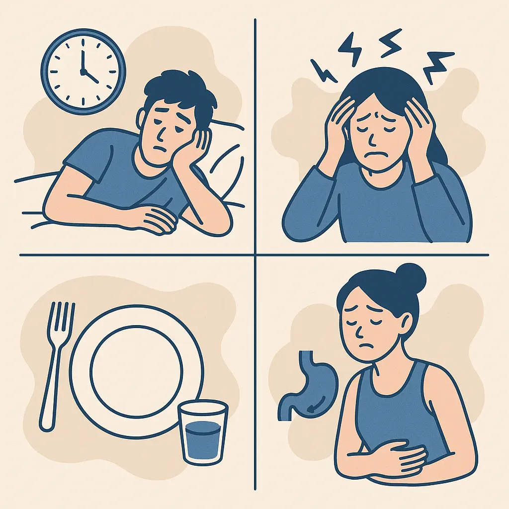 간헐적 단식 실패상황 일러스트