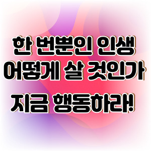 한 번뿐인 인생은 어떻게 살아야 하는가?