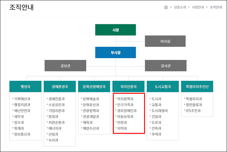 강릉시청-조직도