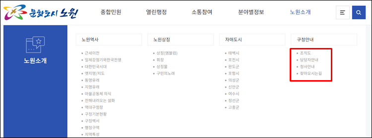 노원구청-홈페이지