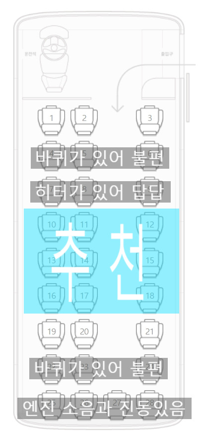 고속버스 자리 추천
3