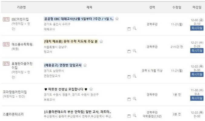 키드키즈 구인구직