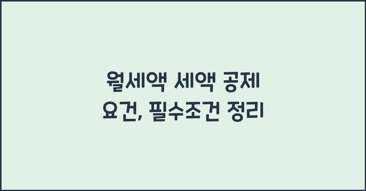 월세액 세액 공제 요건