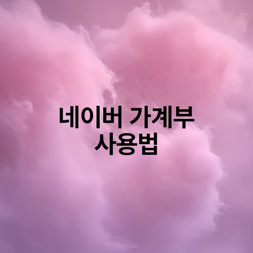 네이버 가계부 사용법
