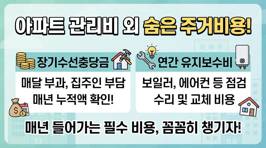 신축 아파트 입주 시 반드시 사야 하는 필수 가전 및 가구와 처음에는 사지 않아도 되는 품목을 비교하여 직관적인 아이콘으로 정리한 썸네일 이미지.